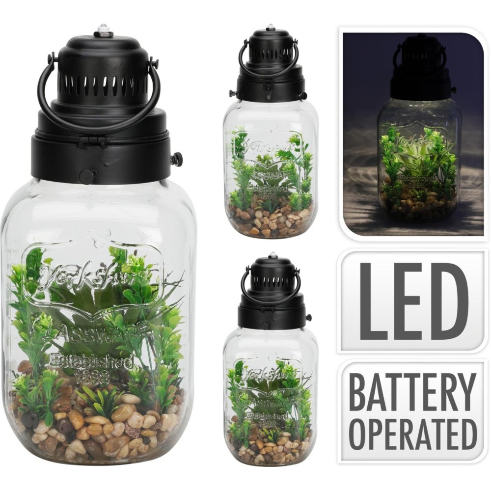 PIANTA CON VASO VETRO LED 16X3